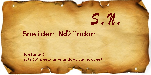 Sneider Nándor névjegykártya