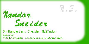 nandor sneider business card